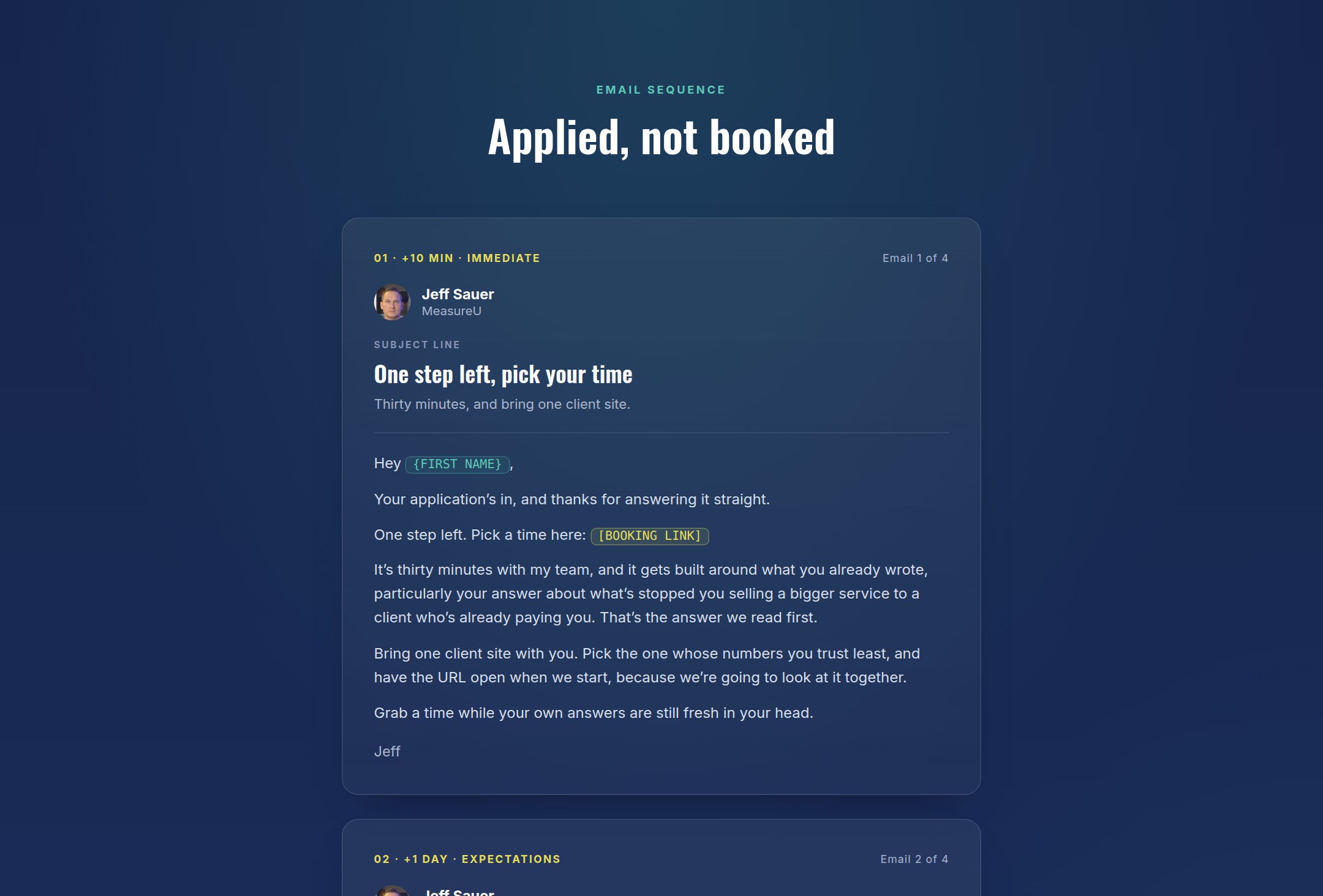 Applied, not booked preview